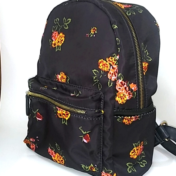 LG Black Floral Design Spun Polyester Back Pack - Picture 2 of 8